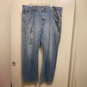 Sean John Mens Light Blue Denim Jeans 40x32 Distressed Waist 42” Inseam 32”